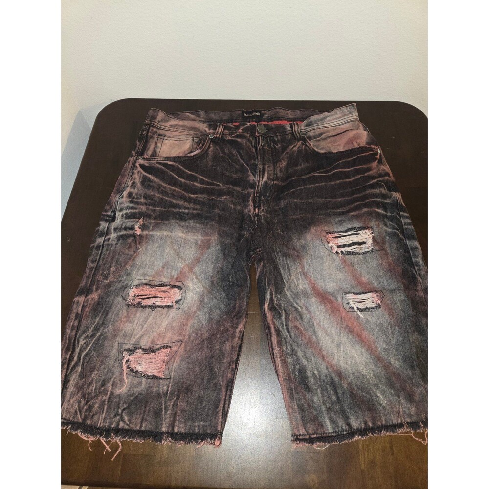 Mens Makobi Shredded Denim Shorts Size 42